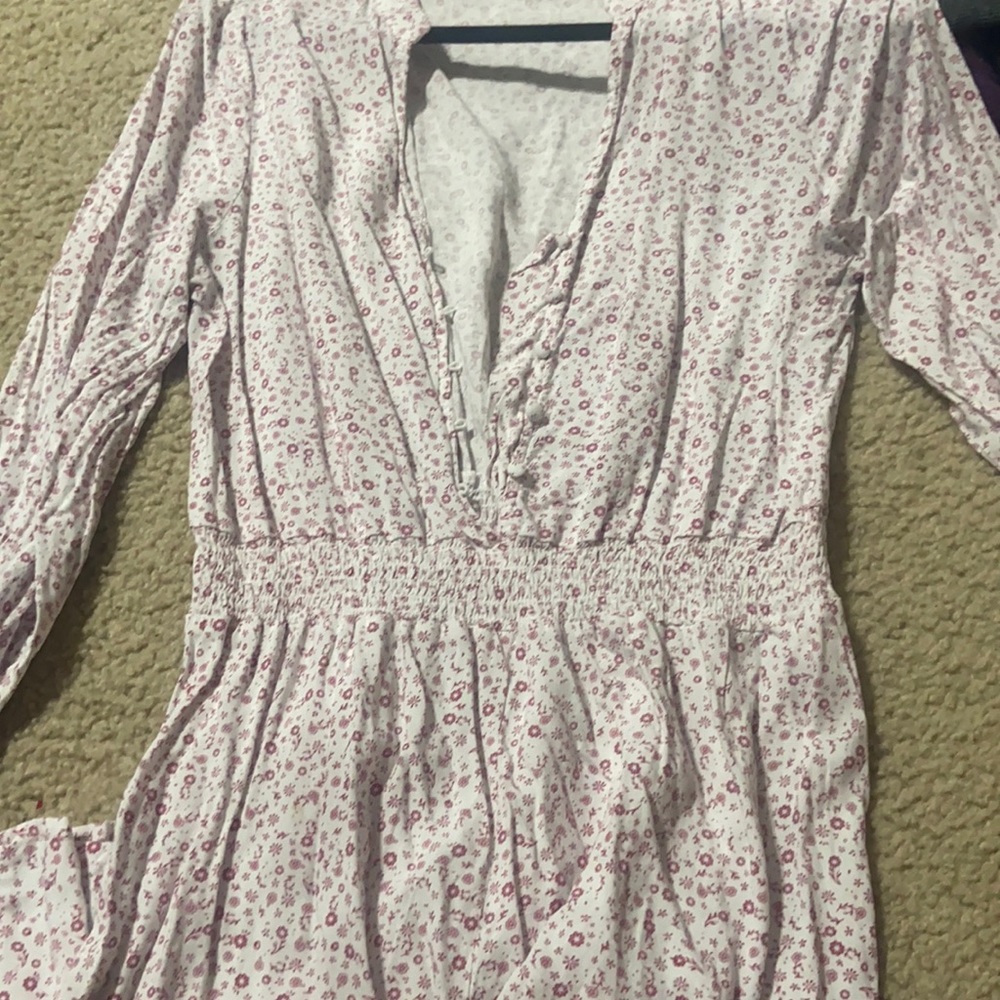 Floral white and pink romper